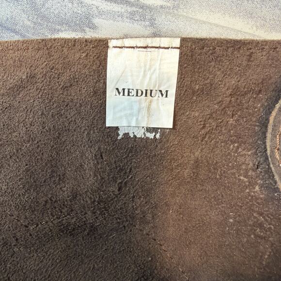 Showman Fancy Western Chinks Suede Leather Chaps Brown & Blue Women’s Med Gift - Picture 11 of 11